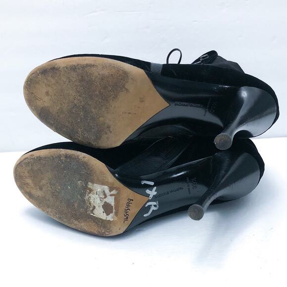 Tabitha Simmons Black Velvet Lace Up Booties - Picture 6 of 8